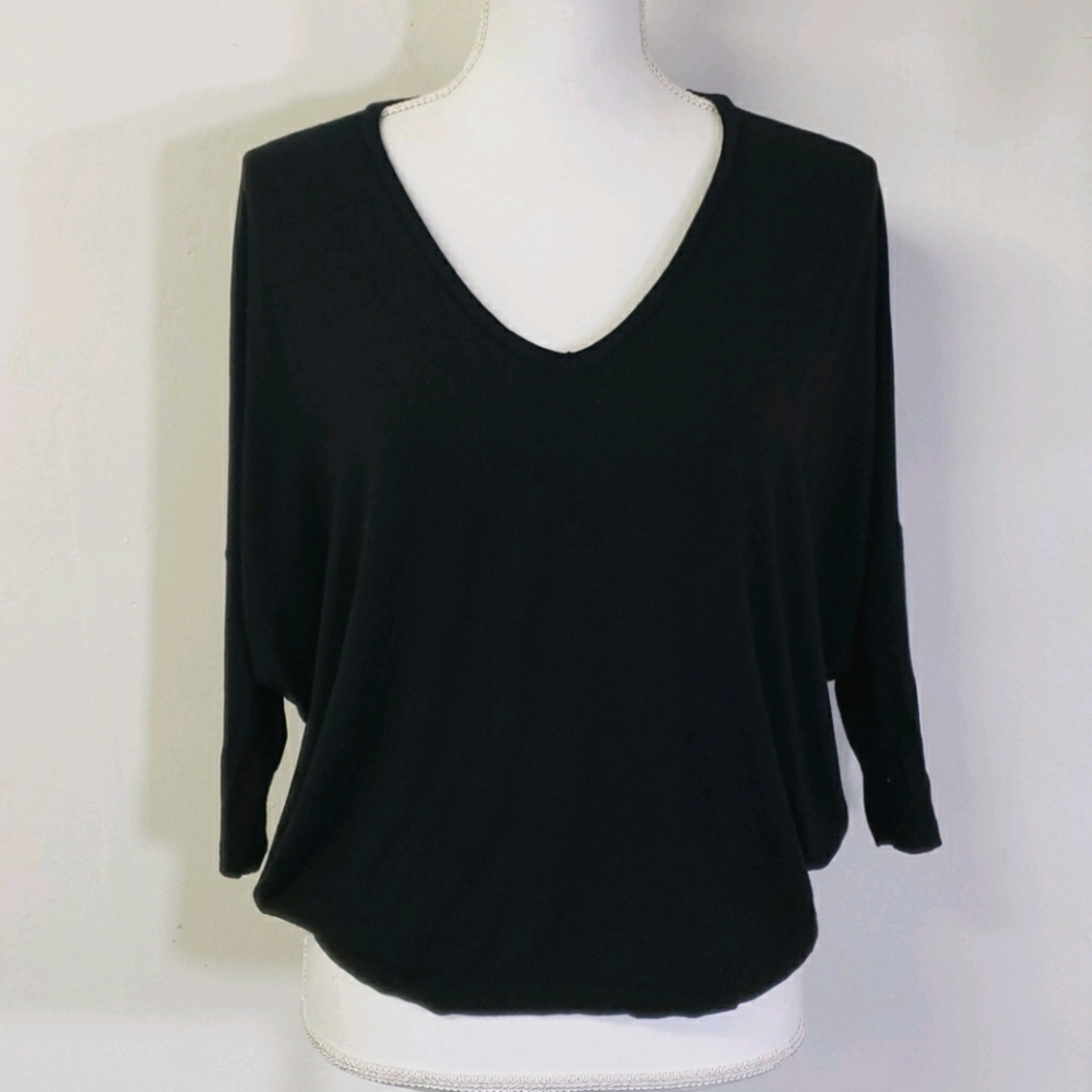 ASOS Jersey Black Black Slouchy 3/4 sleeve Shirt